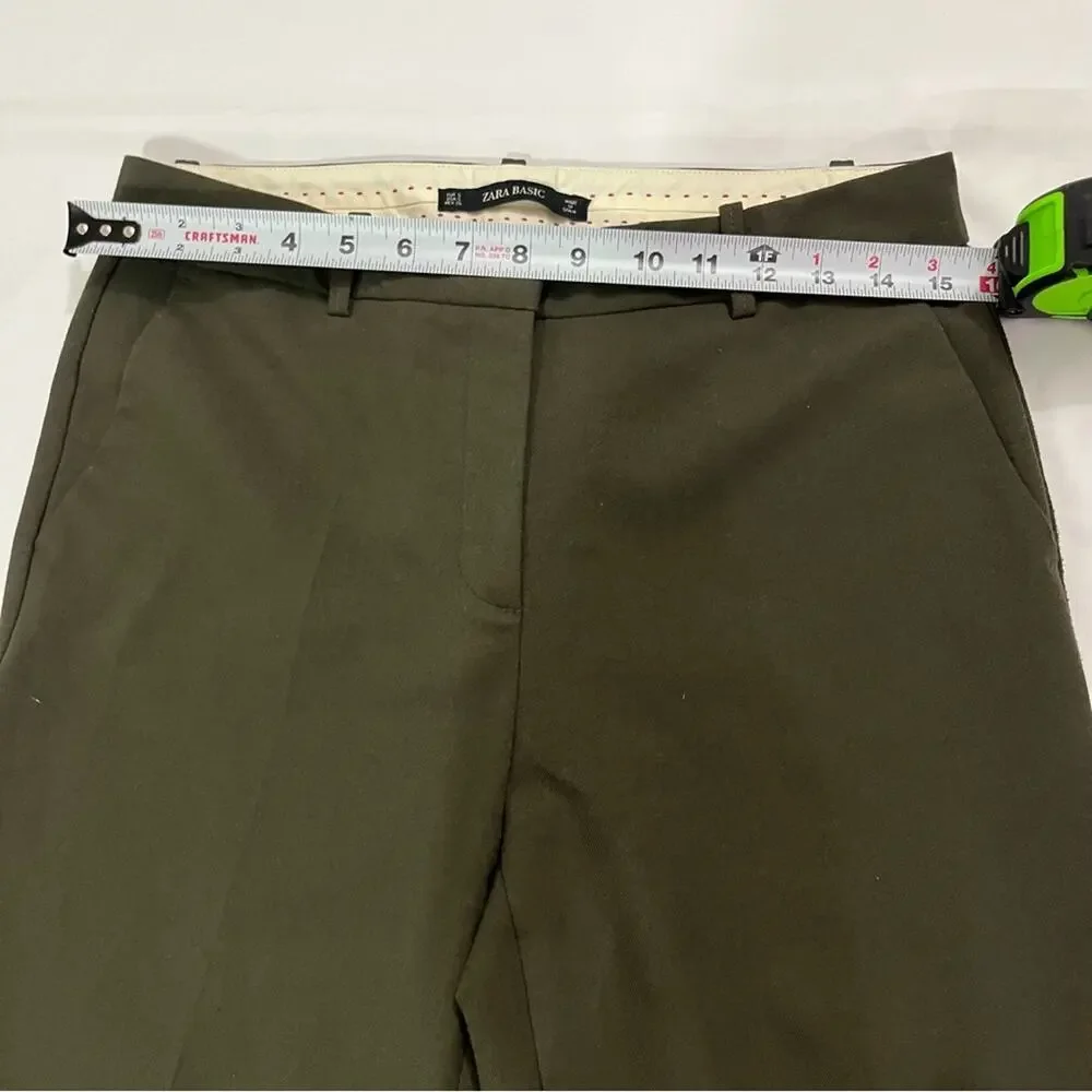 Zara Basic Office Career Business Casual Cuffed Wide Leg Pants Pockets Size S